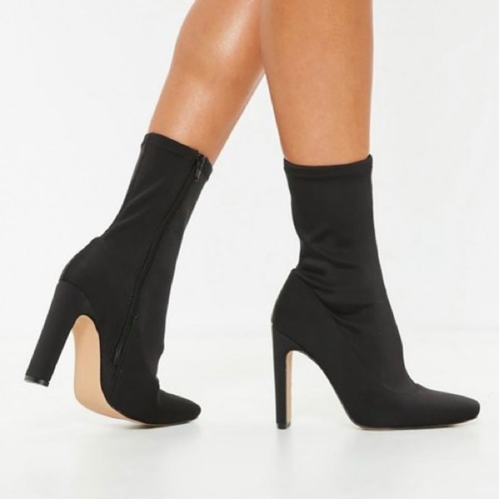 Black Illusion Heel Sock Ankle Boots